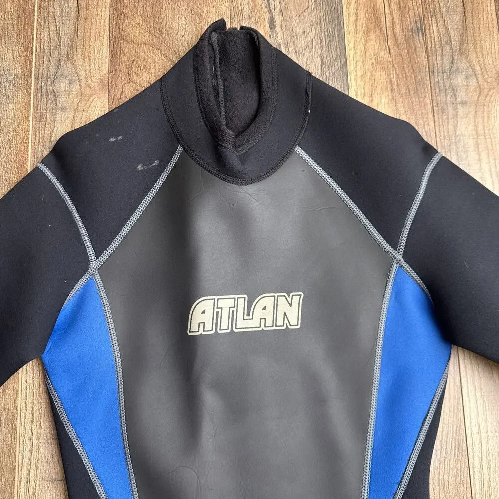 Vintage Atlan Full Body Wetsuit‎ 3/2 MM Men's Small Black Surfer Flextec 6451